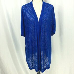 Catherines Open Cardigan Sweater Womens Plus Size 3X 26/28W Blue Short Sleeve
